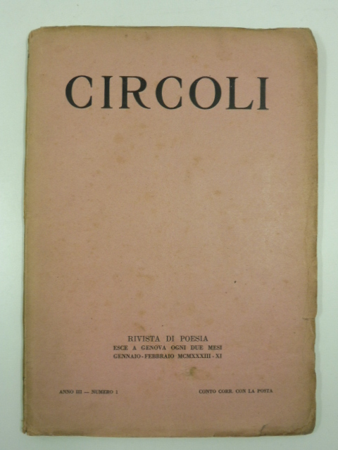 Circoli. Rivista di poesia, anno III, gennaio-febbraio 1933, n. 1